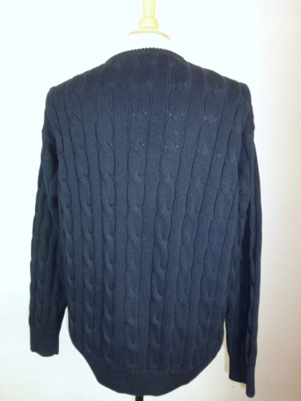 Blumarine  Oumo Italy navy blue cotton cable crew neck sweater XL